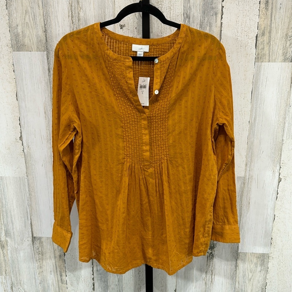 J Jill mustard top, tunic blouse. NWOT. Size S.